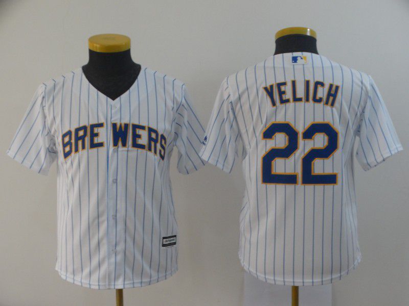 Youth Milwaukee Brewers #22 Yelich White MLB Jersey->miami dolphins->NFL Jersey